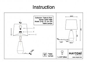 Настольная лампа Maytoni Calvin Table Z181-TL-01-GR