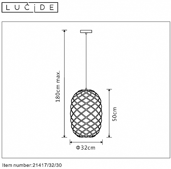 Светильник подвесной Lucide Wolfram 21417/32/30