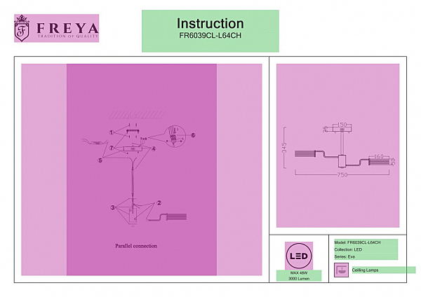 Потолочная светодиодная люстра Eva Freya FR6039CL-L64CH