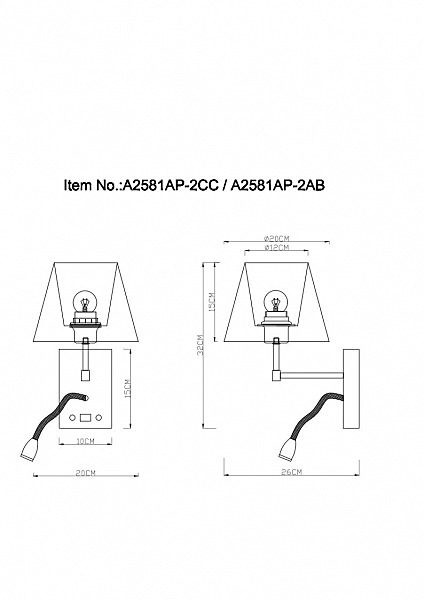 Настенное бра Arte Lamp Elba A2581AP-2CC