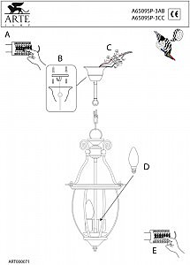 Светильник подвесной Arte Lamp RIMINI A6509SP-3CC