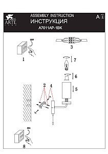 Настенное бра Arte Lamp Avior A7011AP-1BK