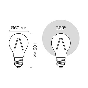 Светодиодная лампа Gauss Basic Filament А60 1021245