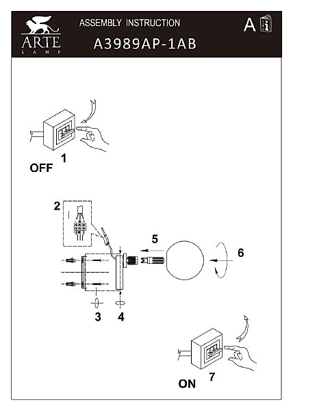 Настенный светильник Arte Lamp Bolla-Piccolo A3989AP-1AB