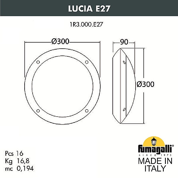Уличный настенный светильник Fumagalli Lucia 1R3.000.000.AYE27