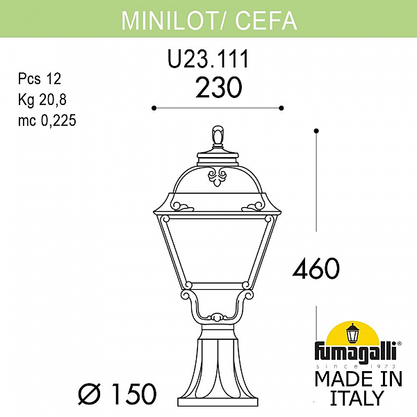 Уличный наземный светильник Fumagalli Cefa U23.111.000.AXF1R