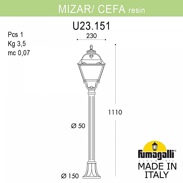 Уличный наземный светильник Fumagalli Cefa U23.151.000.AYF1R