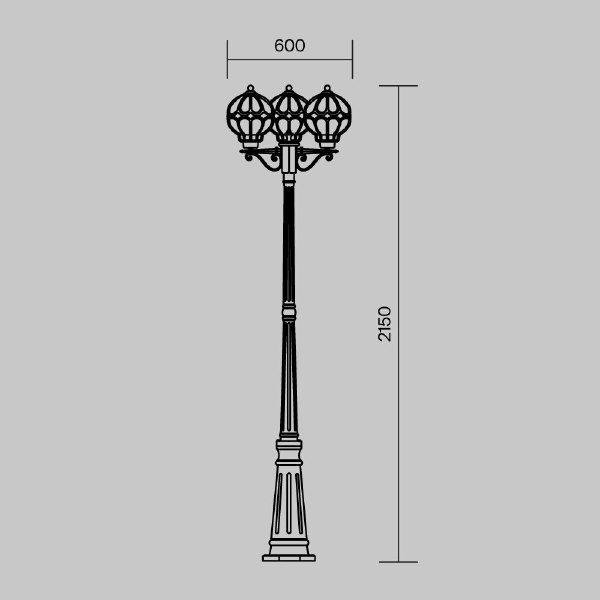 Столб фонарный уличный Maytoni Via O023FL-03G