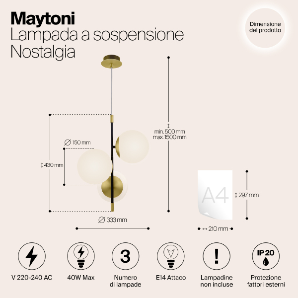 Подвесная люстра Maytoni Nostalgia MOD048PL-03G