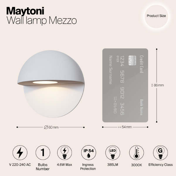 Уличный LED настенный светильник Maytoni Mezzo O033WL-L3W3K