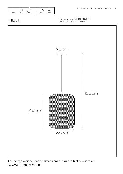 Светильник подвесной Lucide Mesh 45385/35/30