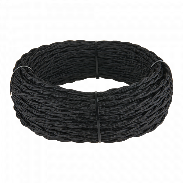 Ретро кабель Werkel Ретро кабель черный W6452508/ Ретро кабель витой 2х1,5 (черный)