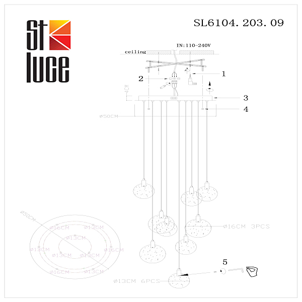 Люстра каскадная ST Luce Montecelio SL6104.203.09