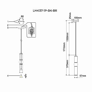 Светильник подвесной Lumien Hall Lien LH4137/1P-BK-BR