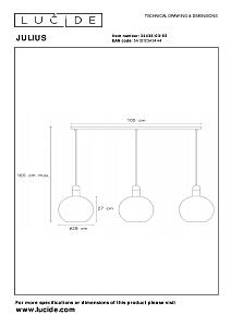 Светильник подвесной Lucide Julius 34438/03/65