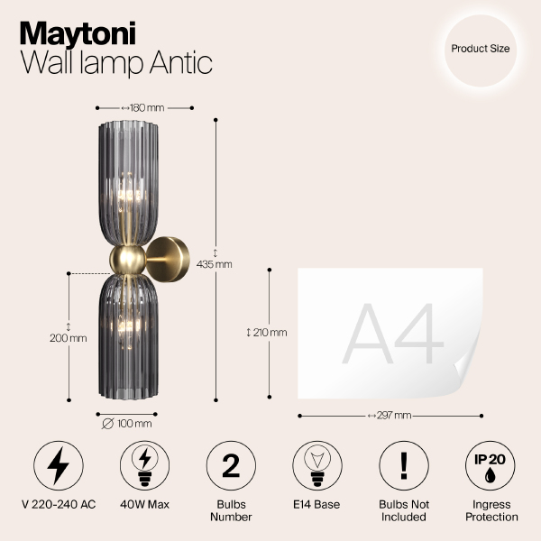 Настенное бра Maytoni Antic MOD302WL-02GR