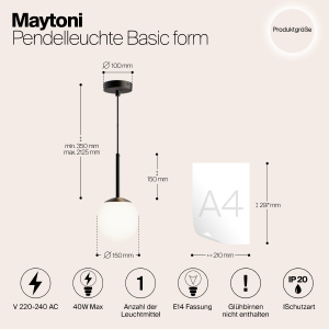 Светильник подвесной Maytoni Basic form MOD321PL-01B