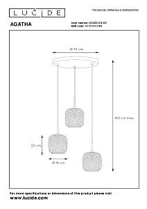 Светильник подвесной Lucide Agatha 03433/03/02