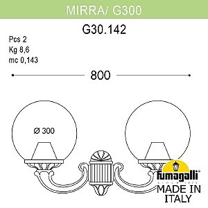 Уличный настенный светильник Fumagalli Globe 300 G30.142.000.AYF1R