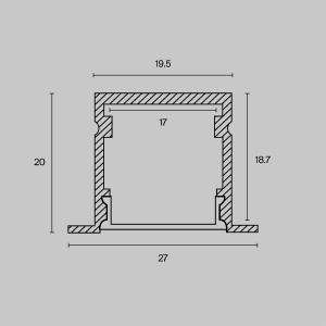 Алюминиевый профиль встраиваемый 27x20 Maytoni Алюминиевый профиль ALM-2720-S-2M