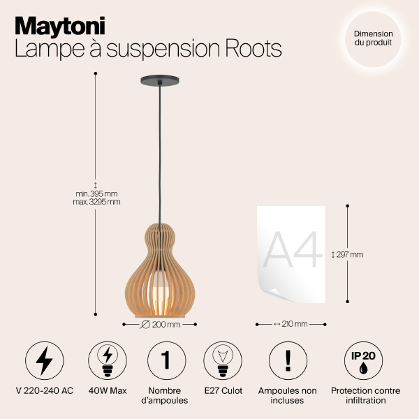 Светильник подвесной Maytoni Roots MOD192PL-01W