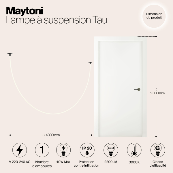 Светильник подвесной Maytoni Tau MOD146PL-L40B3K