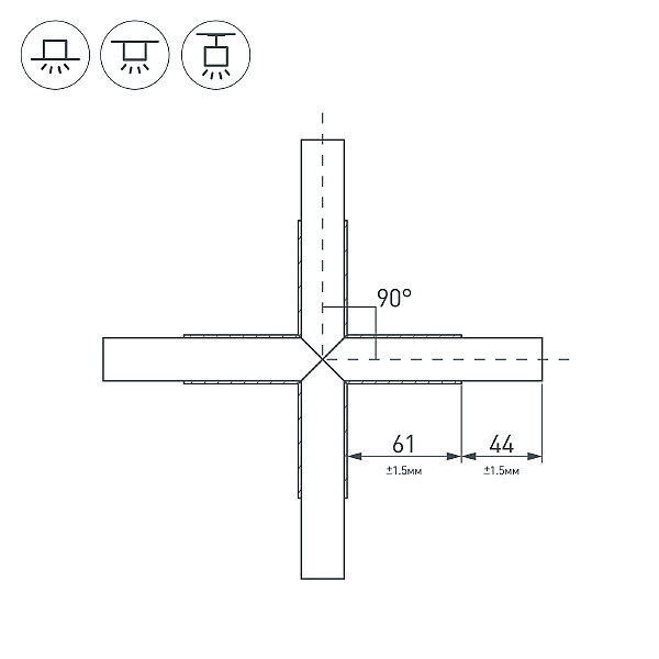 Крестовина в сборе, для соединения 4-х профилей PLS-LOCK-H25 Arlight 026244