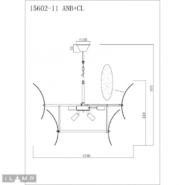 Подвесная люстра iLamp Gramercy 15602-11 ANB+CL