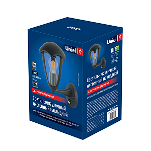 Уличный настенный светильник Uniel Настенные uul-a01s UUL-S81A 60W/E27 SENSOR IP54 BLACK
