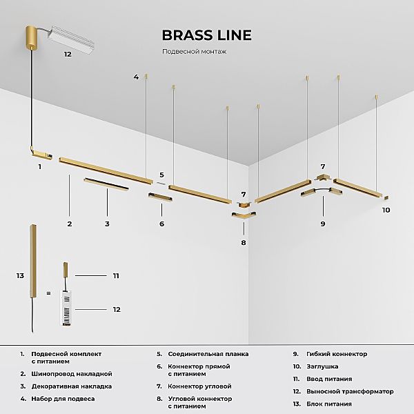 Коннектор для шинопровода Elektrostandard Line Magnetic Brass Line Гибкий коннектор (латунь) 85007/00